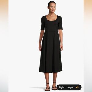 Pact Women's Elegant Black Midi Dress